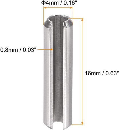uxcell Slotted Spring Pin - M4 x 30mm 304 Stainless Steel Split Spring Roll Dowel Pins Plain Finish 20Pcs