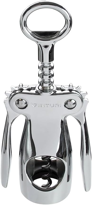 Vinturi Wing Corkscrew Wine Built-in Bottle Opener, Silver, one size (V9032)