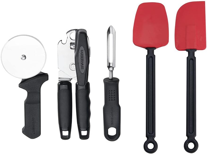Farberware Kitchen Utensil Gift Set, 4-Piece Silicone & Plastic Tools with Whisk, Spatula, Spoon Spatula & Basting Brush, Heat Resistant Kitchen Gadget Set, Dishwasher Safe