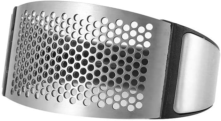 Fdit Garlic Press, Stainless Steel Curved Garlic Crusher with Ergonomic Handle, 4.1x2x3 Inch