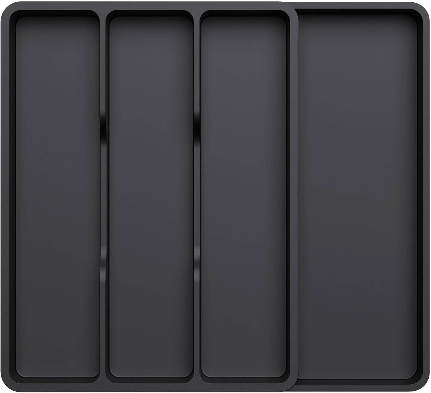 Lifewit Utensil Organizer for Kitchen Drawer, Expandable Cooking Silverware Tray, Adjustable Cutlery Flatware Holder, Plastic Spatula Tools Storage Divider, 14.4 x 15.8", Black