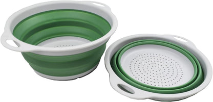 SAMMART COMBO - Collapsible & Expandable Basket & Colander & Bowl - Perfect Outdoor & Picnic - Space Saving (Basket + Colander + Bowl)