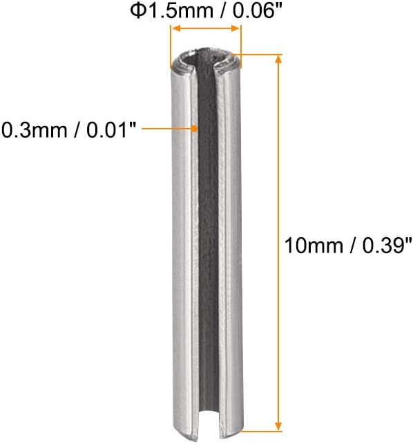 uxcell Slotted Spring Pin - M4 x 30mm 304 Stainless Steel Split Spring Roll Dowel Pins Plain Finish 20Pcs