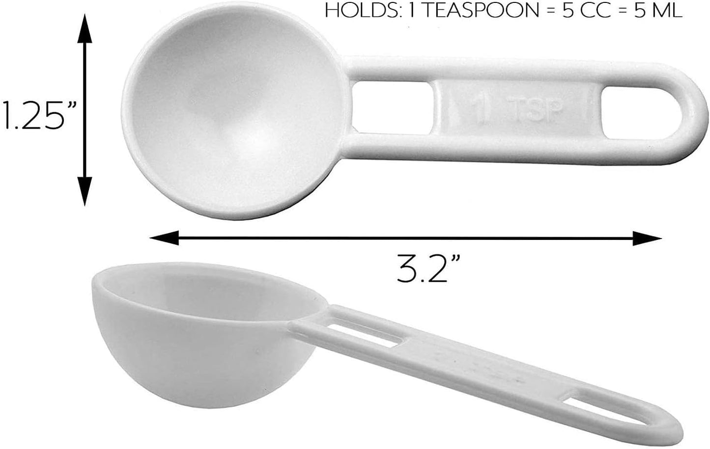 Cornucopia Brands Bulk Pack of Teaspoon Measuring Spoons (24-Pack); 5 ml / 5 cc Scoops Which Fit Inside a Spice Bottle