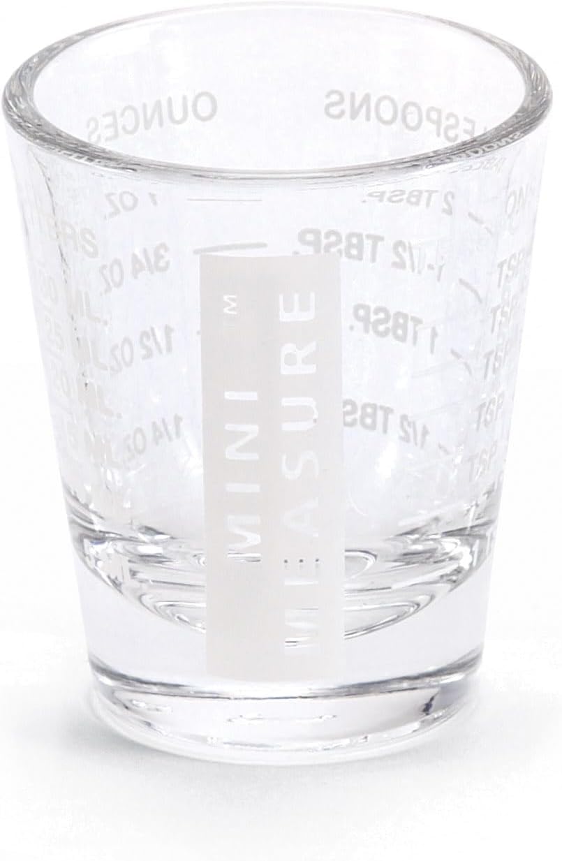Kolder Mini Measure Heavy Glass, 20-Incremental Measurements Multi-Purpose Liquid and Dry Measuring Shot Glass, White