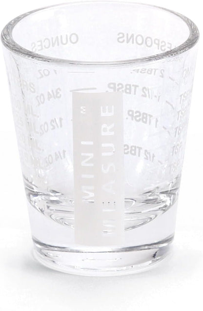 Kolder Mini Measure Heavy Glass, 20-Incremental Measurements Multi-Purpose Liquid and Dry Measuring Shot Glass, White