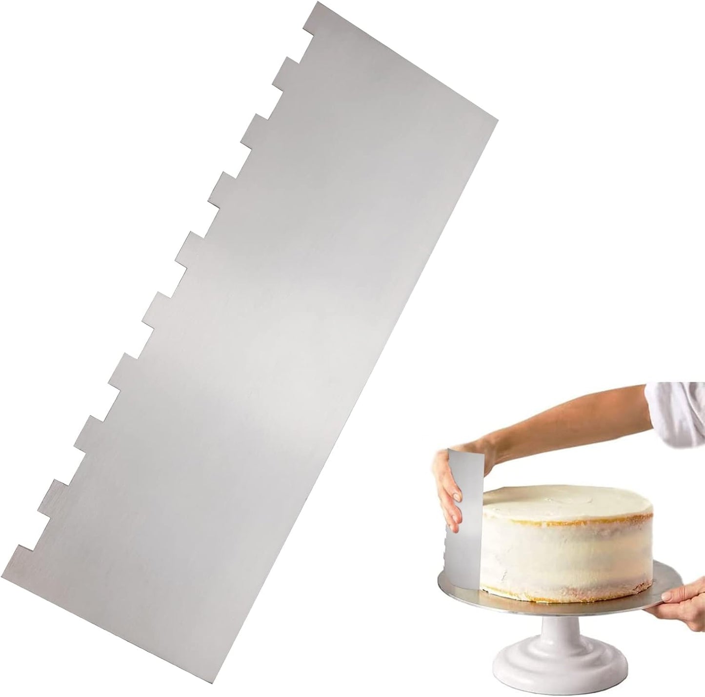 8.6 Inch Stainless Steel Cake Scraper Metal Scraper for Cake Smoother Leveler Scraper Cake Decorating Comb Cake Cutter for Mousse Butter Cream