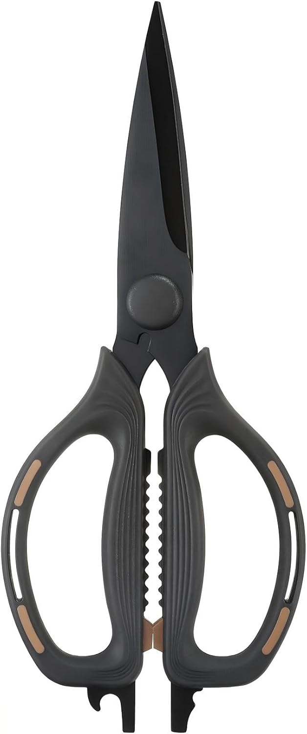 Kitchen Shears Scissors Food Scissors, 8-in-1 Multifunction Japanese Stainless Steel Meat Shears, Dishwasher Safe Sharp Shear All Purpose with Comfort Grip, Ideal for Everyday Use-Yellow