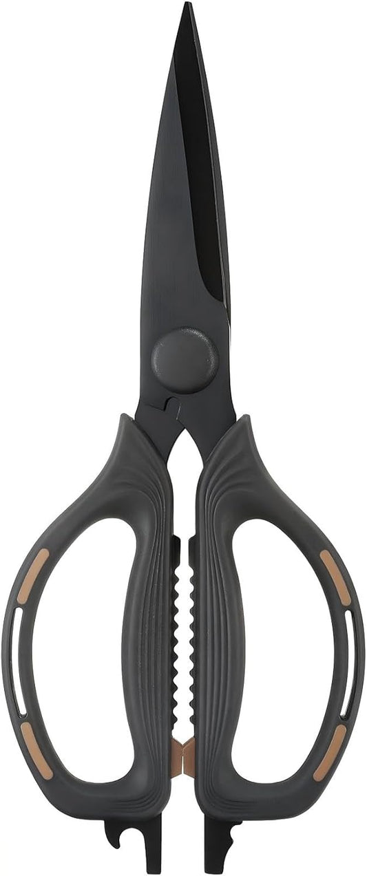 Kitchen Shears Scissors Food Scissors, 8-in-1 Multifunction Japanese Stainless Steel Meat Shears, Dishwasher Safe Sharp Shear All Purpose with Comfort Grip, Ideal for Everyday Use-Yellow