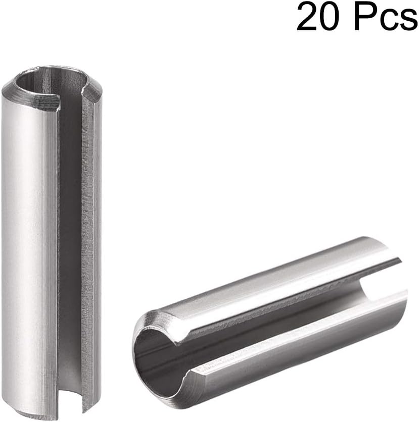 uxcell Slotted Spring Pin - M4 x 30mm 304 Stainless Steel Split Spring Roll Dowel Pins Plain Finish 20Pcs