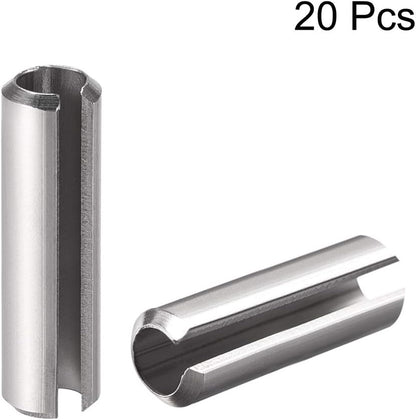 uxcell Slotted Spring Pin - M4 x 30mm 304 Stainless Steel Split Spring Roll Dowel Pins Plain Finish 20Pcs