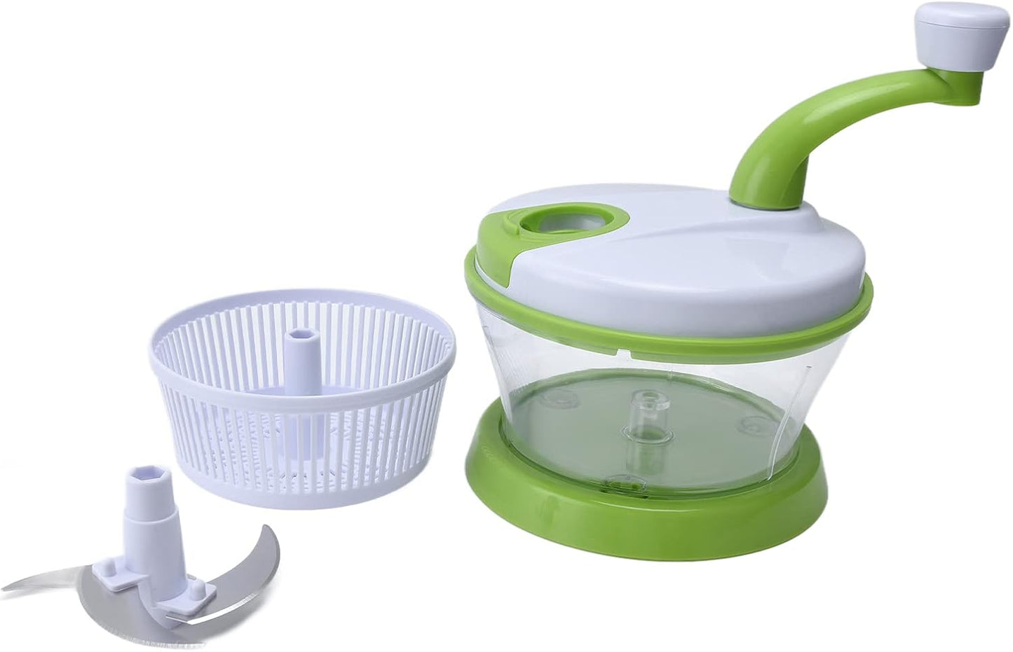 Handcrank Salad Spinner Colander Bowl, Fruit Vegetable Crusher Chopper, Meat Mincer Garlic Ginger Grinder, Flour Egg Blender Stirrer