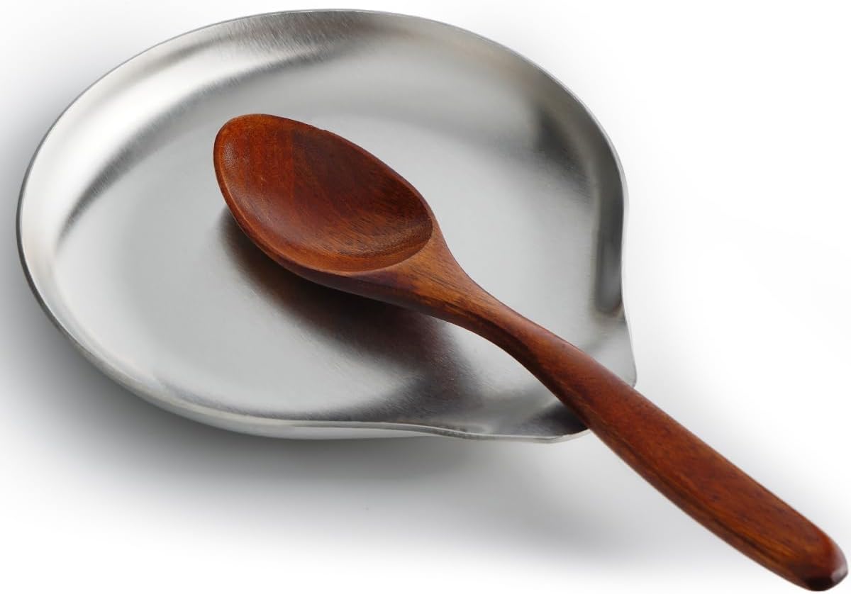 VanlonPro Stainless Steel Spoon Rest, Spatula Ladle Holder, Stainless Steel Utensil Spoon Rest Holder, Brushed Finish, Dishwasher Safe 9.8 x 3.7 Inch (Silver 1PC)