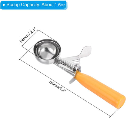 PATIKIL 3/4 Ounce Ice Cream Scoop with Trigger, Stainless Steel Portion Cookie Scoop with Thumb Trigger for Cookie Dough Cupcake Batter Baking, Purple 22ML