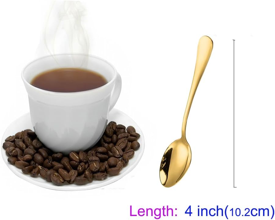 Wesdxc56 Demitasse Espresso Spoons, Mini Coffee Spoon, 4.7 Inches Stainless Steel Small Spoons for Dessert, Set of 6