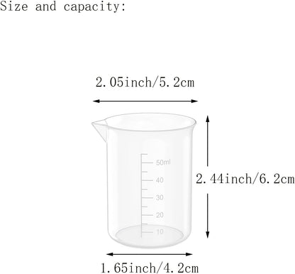 12 Pcs 3.4 Oz Transparent Lab Measuring Cup, 100ml Plastic Beaker Cups, for Science Experiment, Liquid Measuring