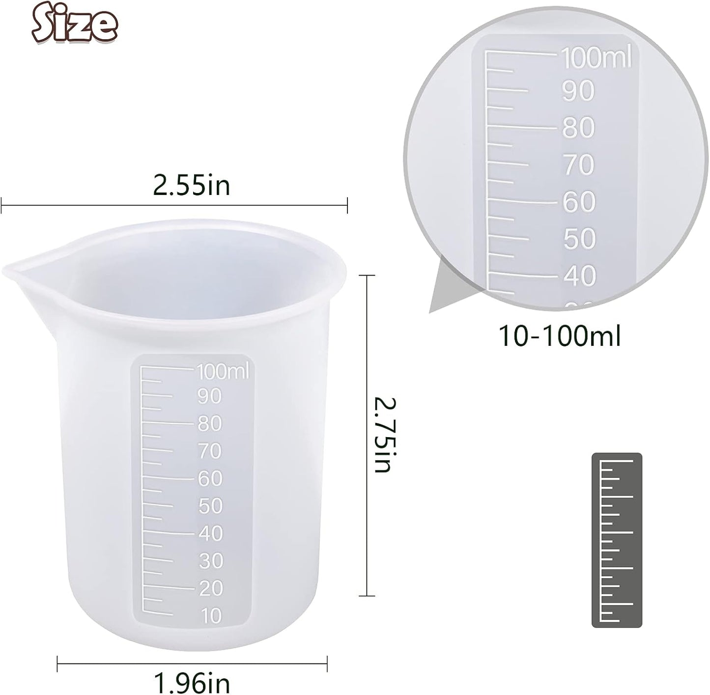 10 PCS 100ml Silicone Measuring Cups for Resin Non-Stick Mixing Cups Glue Tools, Precise Scale Toning Cups for Resin DIY Craft Jewelry Making