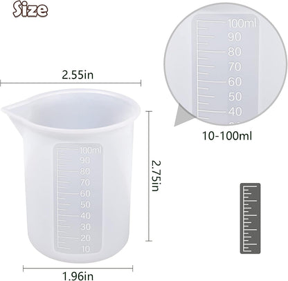 10 PCS 100ml Silicone Measuring Cups for Resin Non-Stick Mixing Cups Glue Tools, Precise Scale Toning Cups for Resin DIY Craft Jewelry Making