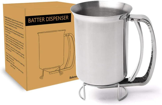 Stainless Steel Pancake Cupcake Batter Dispenser - Great for Cupcakes Belgian Waffles Crepes Muffin Baking (800ml)