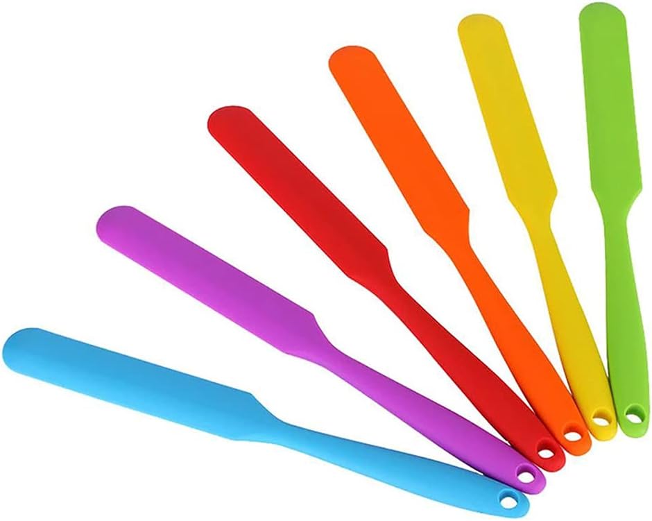 Small Silicone Spatulas Bulk for Kitchen, Baking, Cake Icing, Resin Craft(set of 6), Mini Silicon Scraper Tool, Jar Spatula with Long Handle Heat Resistant, Waxing Sticks Large with Slant for Hard Wax