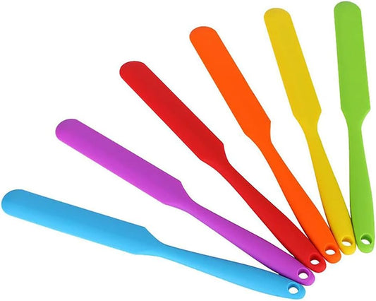 Small Silicone Spatulas Bulk for Kitchen, Baking, Cake Icing, Resin Craft(set of 6), Mini Silicon Scraper Tool, Jar Spatula with Long Handle Heat Resistant, Waxing Sticks Large with Slant for Hard Wax