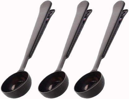 3 PCS Coffee Scoop with Clip 2 in 1 Stainless Steel 1 tbsp Ground Measuring Spoon with Bag Clip for Coffee Tea