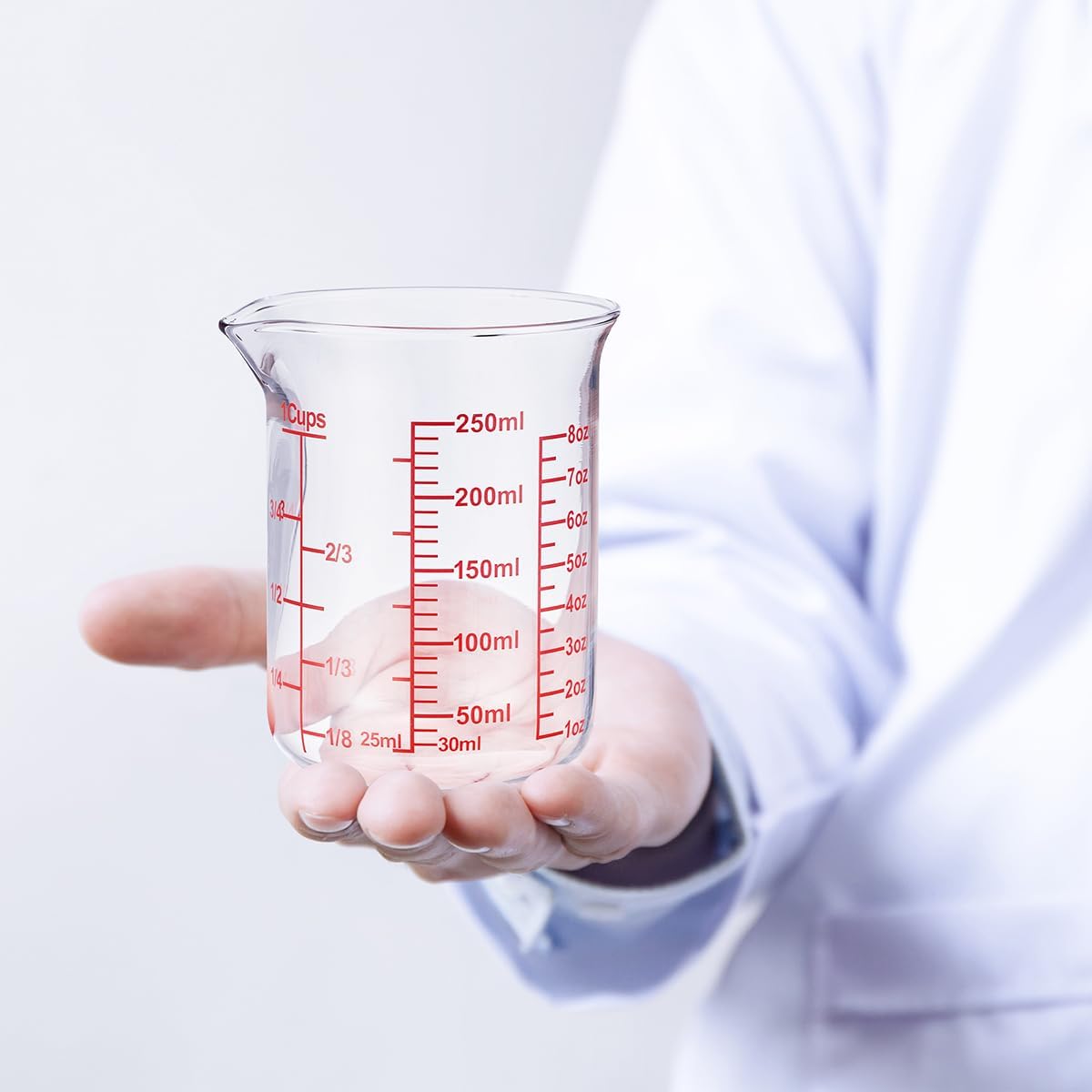 High Borosilicate Glass Measuring Cup-V-Shaped Spout，Glass Measuring Beaker for Kitchen or Restaurant, Easy to Read, 60 ML (2 Oz)-Pack of 2