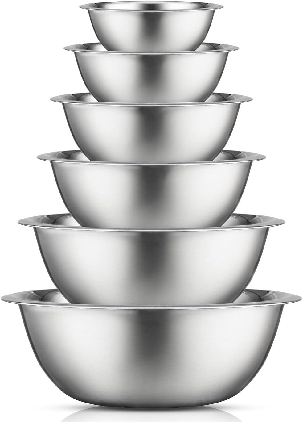 JoyJolt Stainless Steel Mixing Bowl Set of 6-5qt to 0.5qt Nesting Bowls for Dough, Batter & Baking