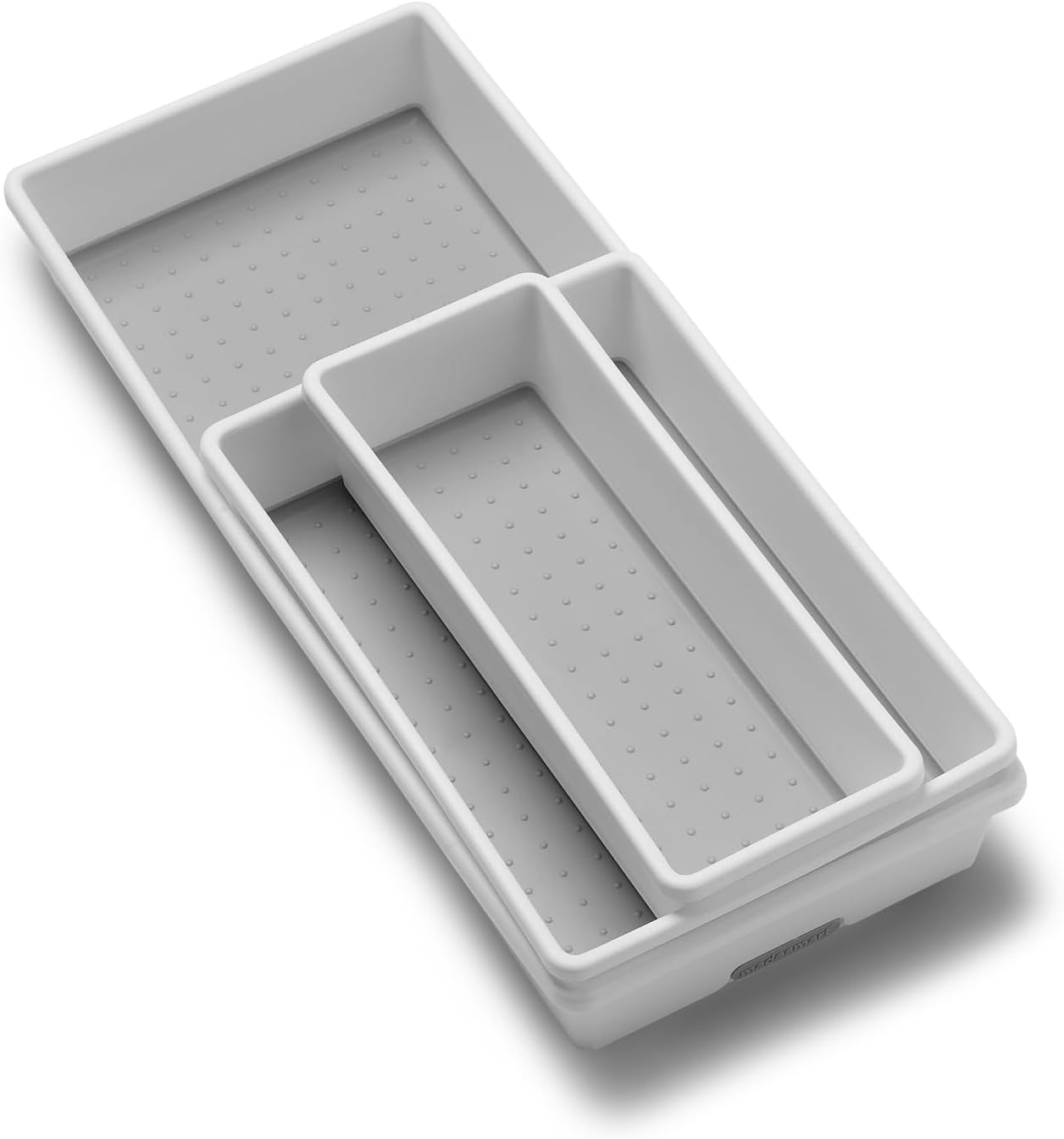 madesmart 3 Bin Drawer Organizer Set, Multi Purpose Storage for Utensils, Office & Bathroom, Organizer for Cutlery, Peeling Tools, Spatulas, Soft Grip Lining & Non Slip Feet, Granite