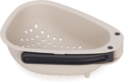 Joseph Joseph Droplet Compact Colander with Folding Handles, Space-Saving Design, Easy-Pour Corners, for Draining Vegetables, Pasta, Fruits
