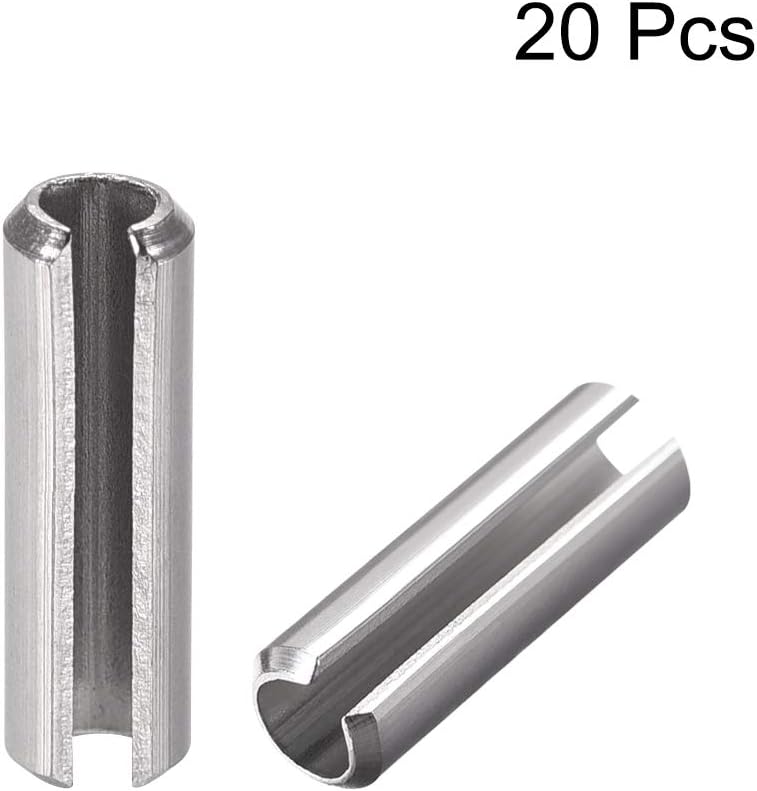 uxcell Slotted Spring Pin - M4 x 30mm 304 Stainless Steel Split Spring Roll Dowel Pins Plain Finish 20Pcs