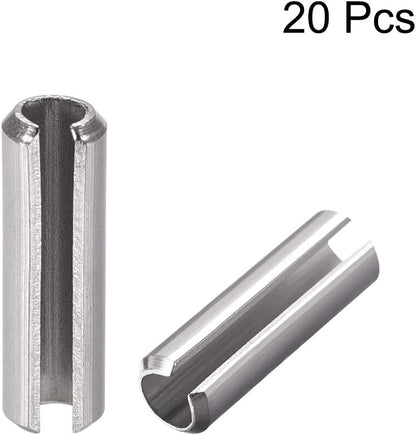 uxcell Slotted Spring Pin - M4 x 30mm 304 Stainless Steel Split Spring Roll Dowel Pins Plain Finish 20Pcs