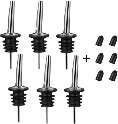 2PCS Stainless Steel Pourers, Speed Liquor Bottle Pourer, Olive Oil and Vinegar Tapered Stopper Spout, Suitable for About 3/4" Bottle Mouth, Olive Oil Spout with Sealed Dust Caps