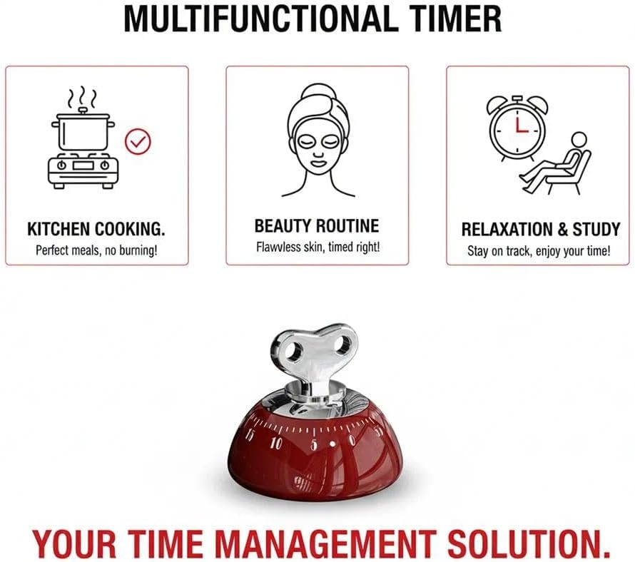 Retro Kitchen Timer Magnetic Mechanical 60 Minute Wind Up Timer No Batteries, Loud Alarm Timer for Cooking, Baking, Classroom, ABS Portable Kitchen Timer, Magnetic Mechanical Timing(White)