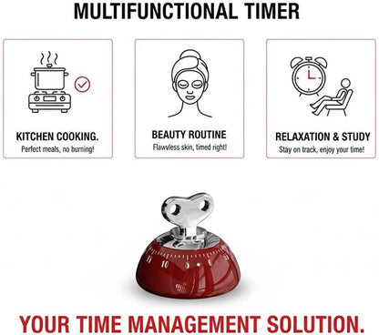 Retro Kitchen Timer Magnetic Mechanical 60 Minute Wind Up Timer No Batteries, Loud Alarm Timer for Cooking, Baking, Classroom, ABS Portable Kitchen Timer, Magnetic Mechanical Timing(White)