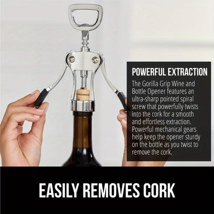 Wing Corkscrew Wine Opener, Zinc Alloy Heavy-Duty Cork Extractor, Multi-Functional Bottle Opener for Wine Enthusiasts, Kitchen, Bar & Home Use