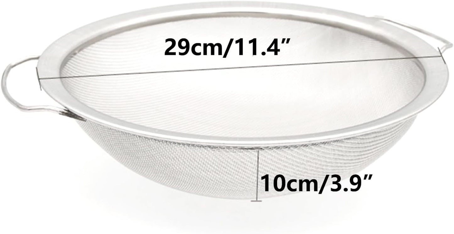 Stainless Steel 60-Mesh Fine Mesh Strainer, Double-Ear Filter Paint, 50-Gallon Paint Sieve, Suitable for Various Liquids, Honey, Small Particle Filter Sifter Strainer (3 of Pack)