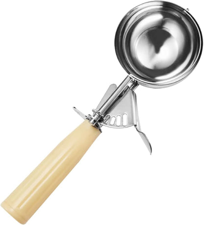 Saebye Portion Scoop - #8 (4 oz) - Disher, Large Ice Cream Scoop with Trigger, Cookie Scoop, Food Scoop, Muffin Scoop - Portion Control - 18/8 Stainless Steel, Grey Handle