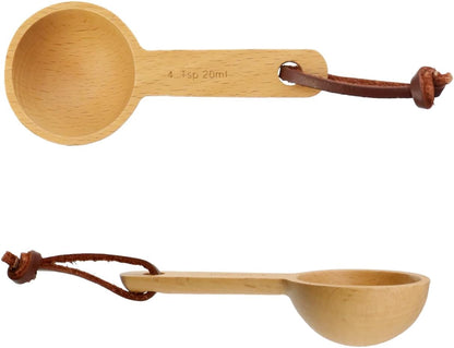 30ml Wood Measuring Spoon and Scoop Wooden Tablespoon 30ml Measuring Scoop 2 TBSP Retro Coffee Spoons for Dry Ingredients Ground Tea Spice (Wood Color, 2TBSP)