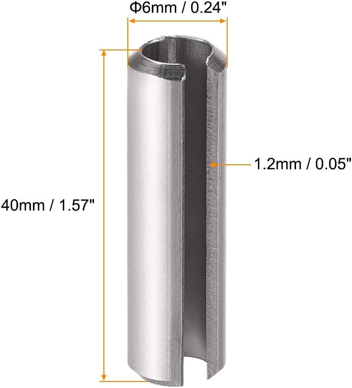 uxcell Slotted Spring Pin - M4 x 30mm 304 Stainless Steel Split Spring Roll Dowel Pins Plain Finish 20Pcs