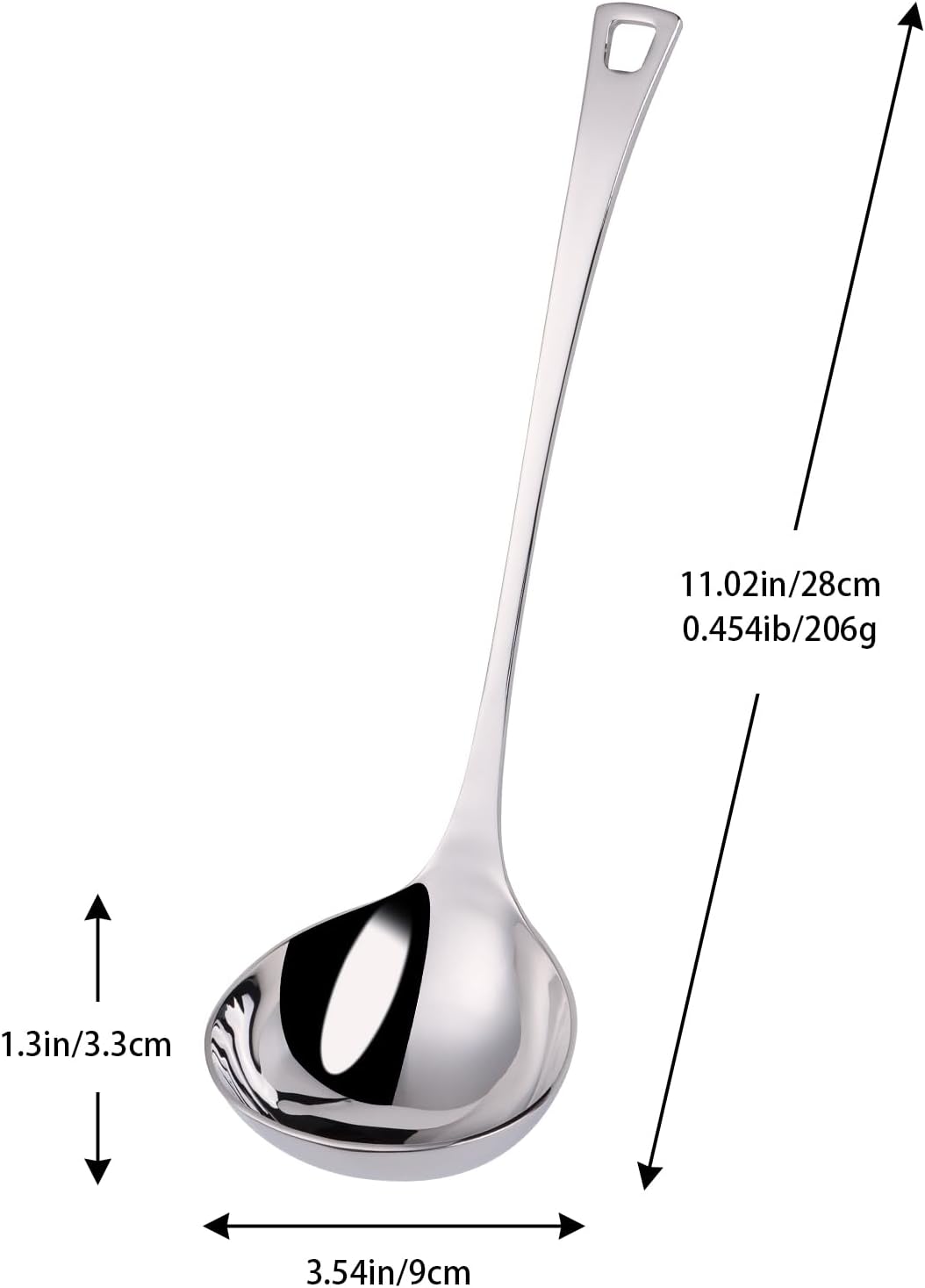 4.Oz 18/10 Stainless Steel Kitchen Ladle Cooking Utensils with 11.8-Inch Handle,Heavy Duty Serving Large Soup Spoon,Dishwasher Safe(Gold)