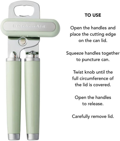 KitchenAid Classic Multifunction Can Opener and Bottle Opener Easy to Use, Razor Sharp Stainless Steel Cutting Wheel, Soft Ergonomic Handles, Black
