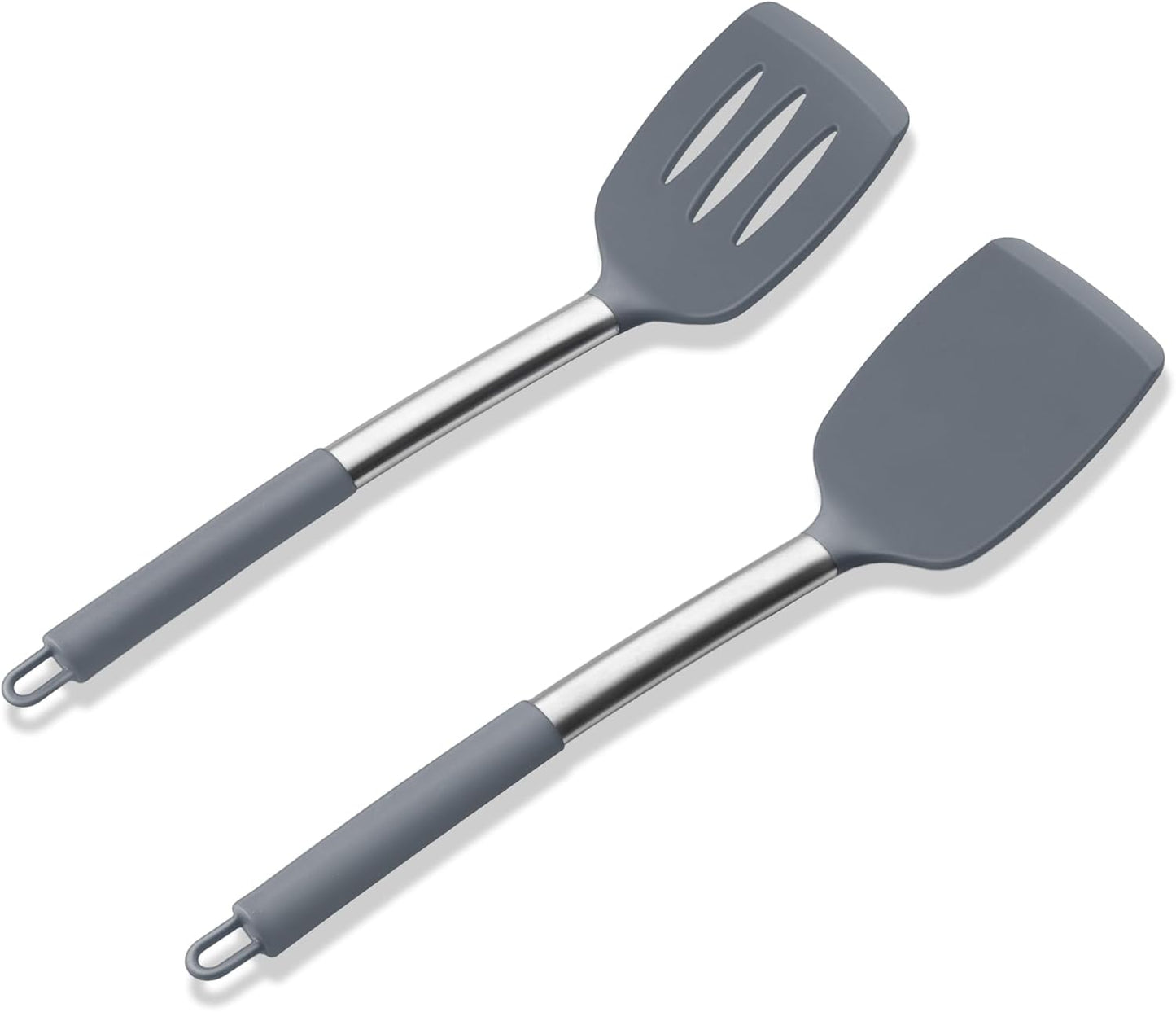 E-far Cooking Utensils Set of 4, Silicone Kitchen Utensils for Non-stick Cookware, Heat Resistant & Non-toxic Slotted Spatula Solid Spoon Turner for Flipping Mixing Serving Basting(Black)