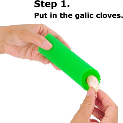 2 Set Silicone Garlic Peeler Easy Roller Tube Useful Garlic Odorfree Kitchen Tool (Black,Clear)