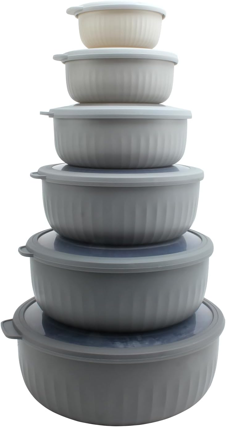 COOK WITH COLOR Prep Bowls with Lids- Wide and Deep Nesting Plastic Small Mixing Bowl Set with Lids, 8 Piece Set - Wide Bowls, Blue