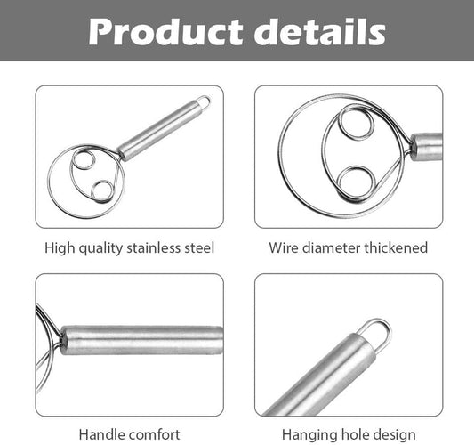 Stainless Steel Atta Kneader, Dough Maker, Flour Mixer, Bread Mixing Tool, Roti Atta Blender Beater Manual Flour Mixer for Egg, Bread, Cake, Pastry, Pizza Dough