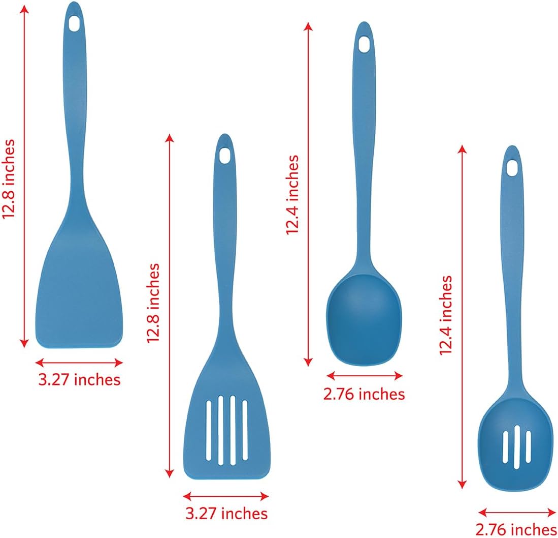 Glad Kitchen Utensils Set, 8pcs - Nonstick Cooking Tools with Utensil Holder - Nylon Spoon, Ladle, Skimmer, Spaghetti Server, and Turner Spatula Set - Dishwasher Safe, Teal Green