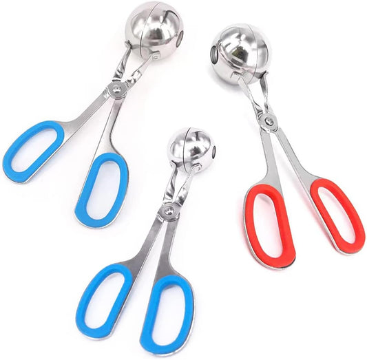 3PCS Stainless Steel Meat Ballers, TuNan Nonstick Meatball Scoop Ball Maker Ice Tongs for Cake Pop, Ice Cream Scoop, Fruit, Cookie Dough, Melon