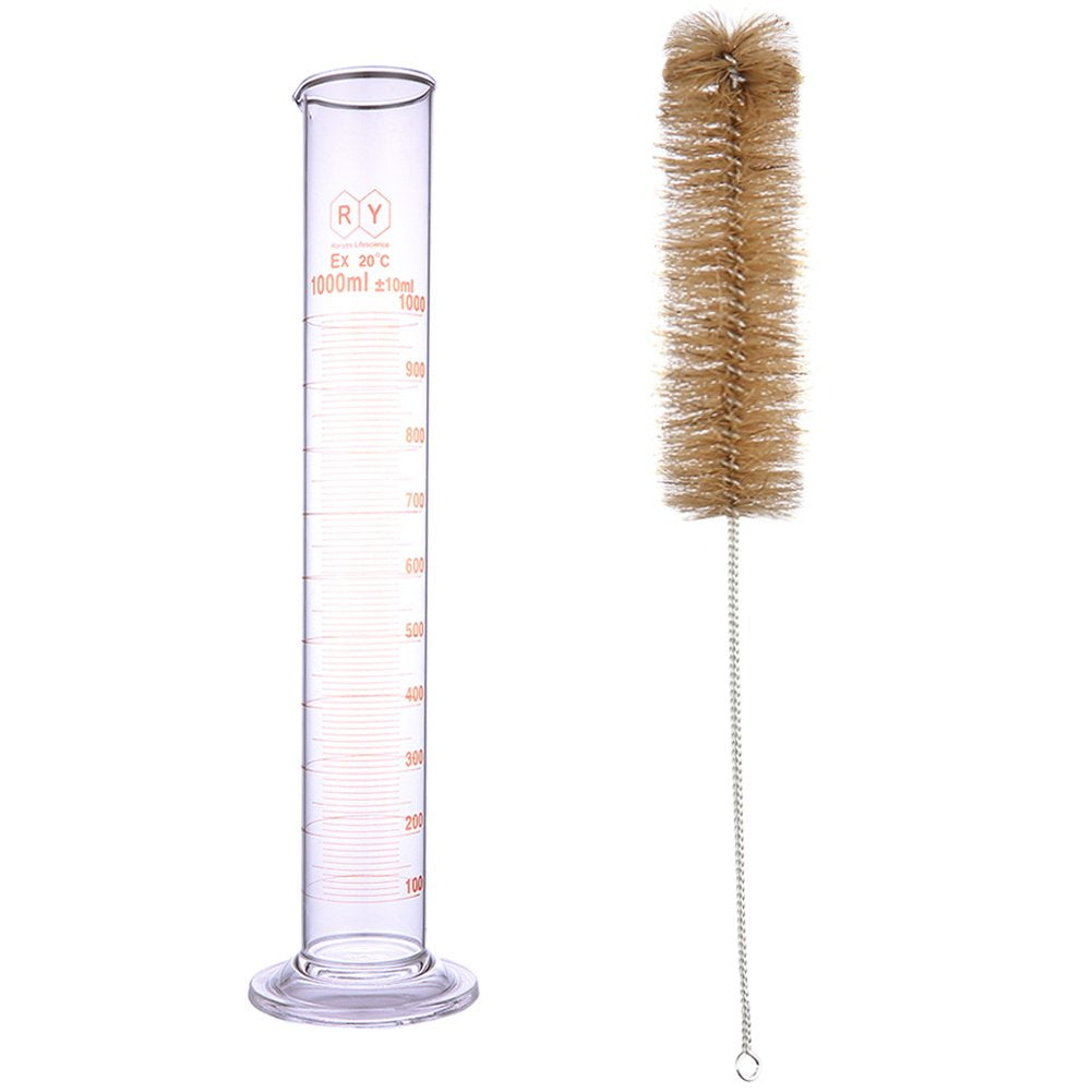 100 mL Glass Graduated Cylinder Measuring Single Metric Scale 2 Pcs with Brush (Pack of 2) … (100ml-2)