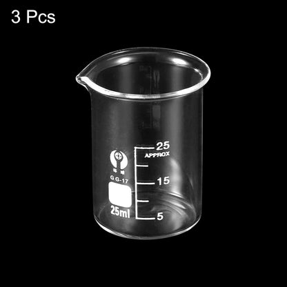 PATIKIL 3Pcs 10ml Low Form Glass Beaker, 3.3 Borosilicate Glass Graduated Printed Scale Measuring Cups with Spout for Kitchen Lab Liquids